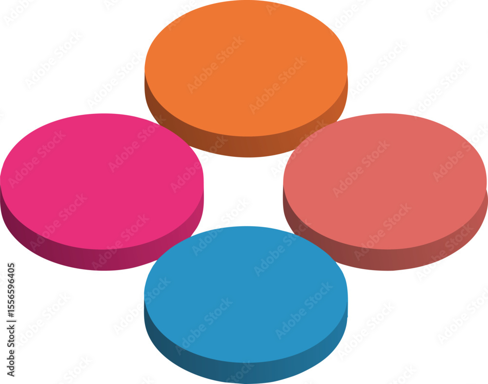 Poster colorful circular buttons in blue pink orange and red flat vector design for graphic resources and u