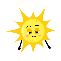 Cute Hand Drawn Sleepy Sun with Heavy Eyes
