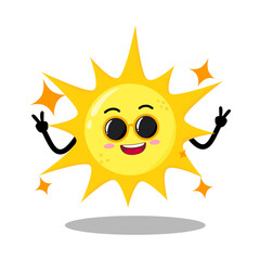 Cute Hand Drawn Cool Sun Feeling Proud Wearing Sunglasses
