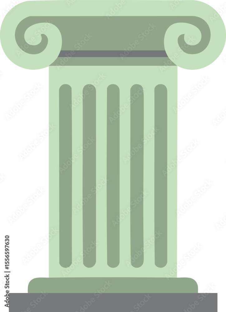 Poster ionic column architectural design classical ancient greek style vector illustration simple green col