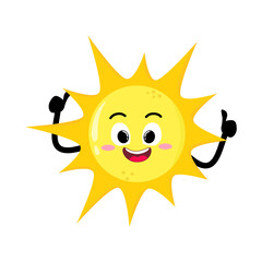 Cute Hand Drawn Sun Give Thumbs Up