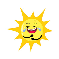 Cute Hand Drawn Funny Sun Laughing Out Loud