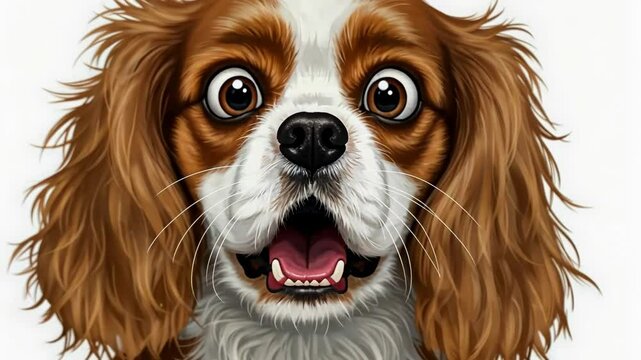 Cute spaniel with a surprised expression on white backdrop.