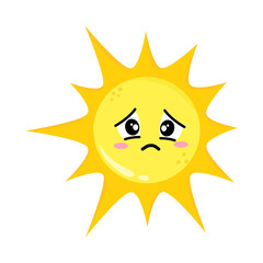 Cute Hand Drawn Sad Gloomy Sun