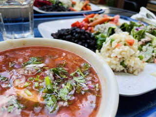 Vegan Lunch with Salsa Soup