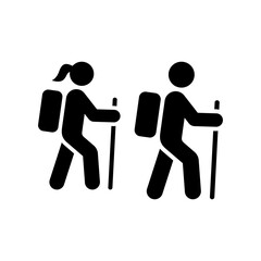 Hiking icon. Walking. Public footpath. Trail. Vector icon isolated on white background.