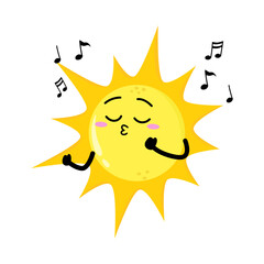 Cute Hand Drawn Sun Whistling
