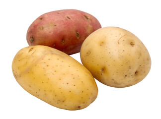 Red and yellow potatoes isolated on transparent background