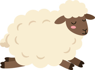 Obraz premium Sleeping sheep cartoon vector with fluffy wool and peaceful expression isolated on white background