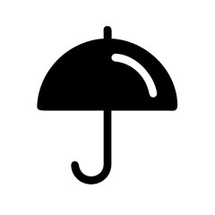 Stylish black umbrella silhouette on a white background for weather accessory concept