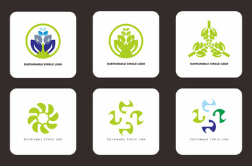 SET Environmental vector logo Sustainable circle: Symbol of Harmony of Nature and Humans