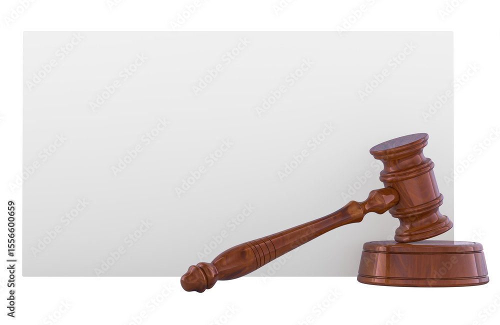 Aufkleber judge gavel with blank card. 3d rendering isolated on transparent background