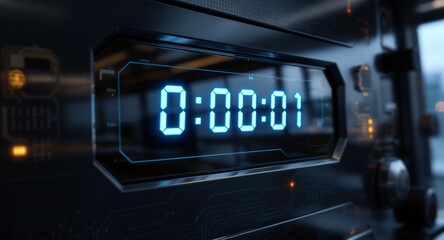 Obraz premium Digital Timer Display Showing One Second Futuristic Technology Interface Concept