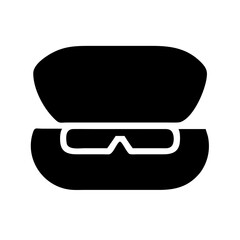Stylish black sunglasses case silhouette on a white background for eyewear accessory concept