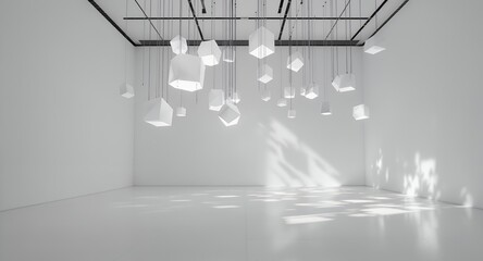 Modern Minimalist Interior Design with Geometric Lighting Fixtures