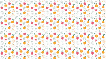 Cute Summer Fruit and Flower Doodle Pattern