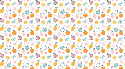 Cute Summer Fruit and Flower Doodle Pattern