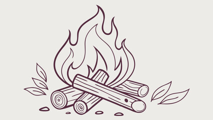 Handdrawn campfire illustration with flames and logs.