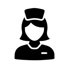 Black Solid Nurse Icon, Medical Staff, Healthcare Worker Symbol

