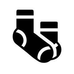 Stylish black socks silhouette on a white background for fashion accessory concept
