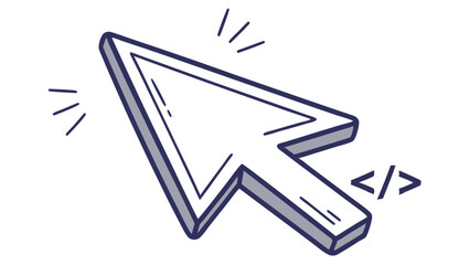 Fototapeta premium Handdrawn 3D Computer Mouse Cursor Icon.