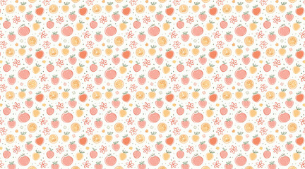 Cute Summer Fruit and Flower Doodle Pattern