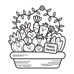 Miniature Fairy Cottage in a Teacup Planter – Bold Line Garden Coloring Page, Black & White Designs, Victor Illustration, Line Art, Miniature Garden Bold & Easy Coloring Book, 