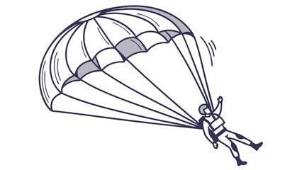 Obraz premium Skydiver Descending with Open Parachute Illustration.