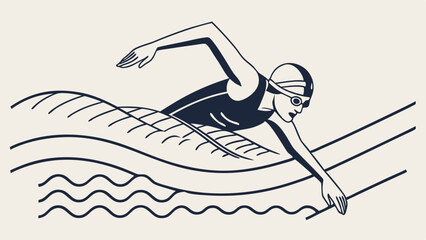 Stylized Illustration of a Swimmer in Freestyle Stroke.
