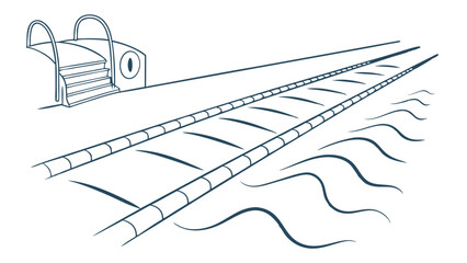 Swimming Pool Entry Steps and Underwater Walkway Illustration.
