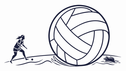 Female Volleyball Player Reaches for Falling Ball.