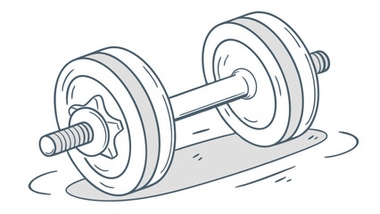 Illustrated Dumbbell with Weight Plates for Fitness and Exercise.