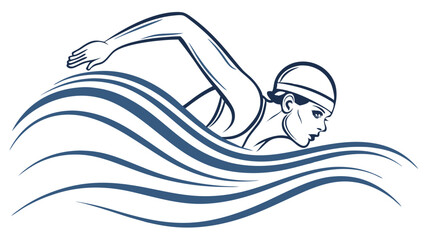 Stylized Swimmer in Water Waves.