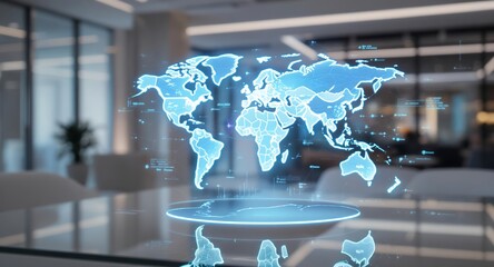 Global Network Digital World Map Technology Futuristic Interface