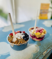 Colorful Açaí Bowls on Cloud Table
