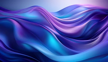 Fototapete soft flowing waves of blue and purple fabric texture with glowing light gradients in abstract background © Terrance