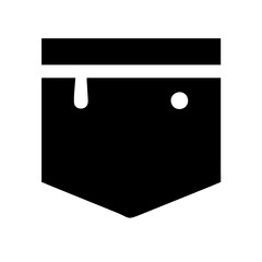 Stylish black pocket silhouette on a white background for clothing design concept