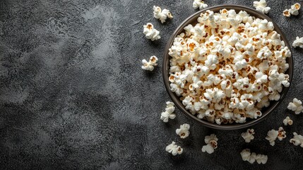 Popcorn in a bowl on a textured surface.