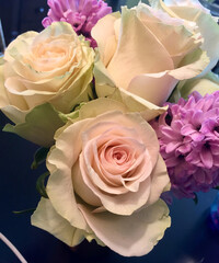 Pale Roses and Lilac Blooms
