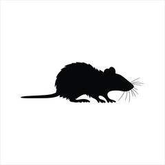 Rat Silhouette Icon – Black Vector of Rodent Side Profile	