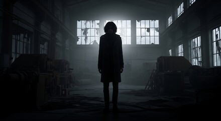 Mysterious Figure in Abandoned Industrial Building