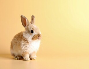 Obraz premium Adorable baby bunny on pastel background