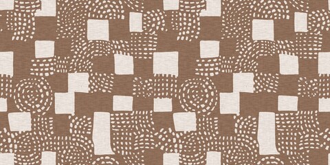 Calm scribble shape minimal shape seamless border pattern. Gender neutral baby nursery natural brown linen banner background. Scandi style sketch doodle wash tape edging trim. 