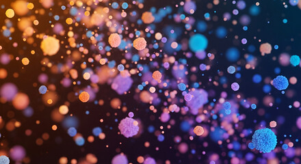 Abstract visualization of vibrant glowing particles. Futuristic concept for science, technology, or medical research background.