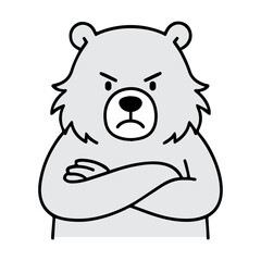 Outline Cartoon Angry Bear Character Illustration Icon