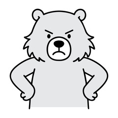 Simple Outline Cartoon Bear Angry Gesture Illustration Icon Design