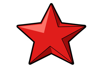 Fototapeta premium Red star symbol on white: a shiny 3D Christmas decoration, bright award illustration, or festive holiday element