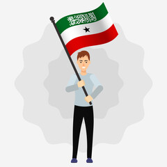Happy Man Holding Somaliland Flag
