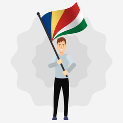 Happy Man Holding Seychelles Flag