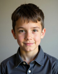A charming young boy from Canada beams with confidence, his bright eyes and warm smile captivating any viewer. The soft background complements his engaging personality wonderfully Generative AI